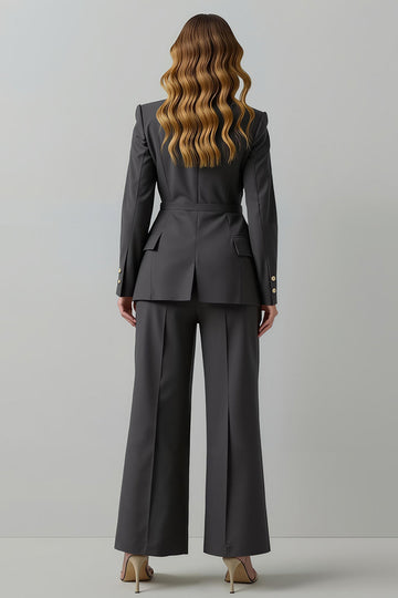 Gris foncé Peak Lapel 2 pièces Costumes d’affaires à double boutonnage